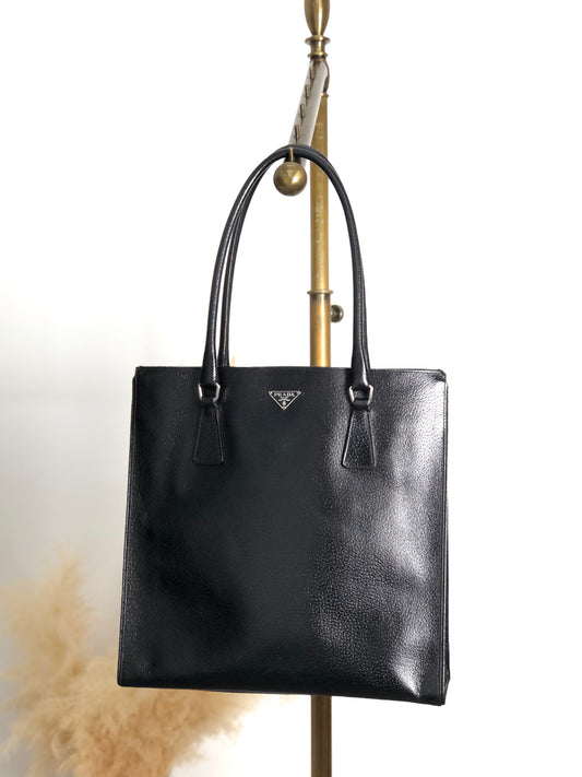 PRADA Triangle Logo Totebag Black Vintage gmc6dm