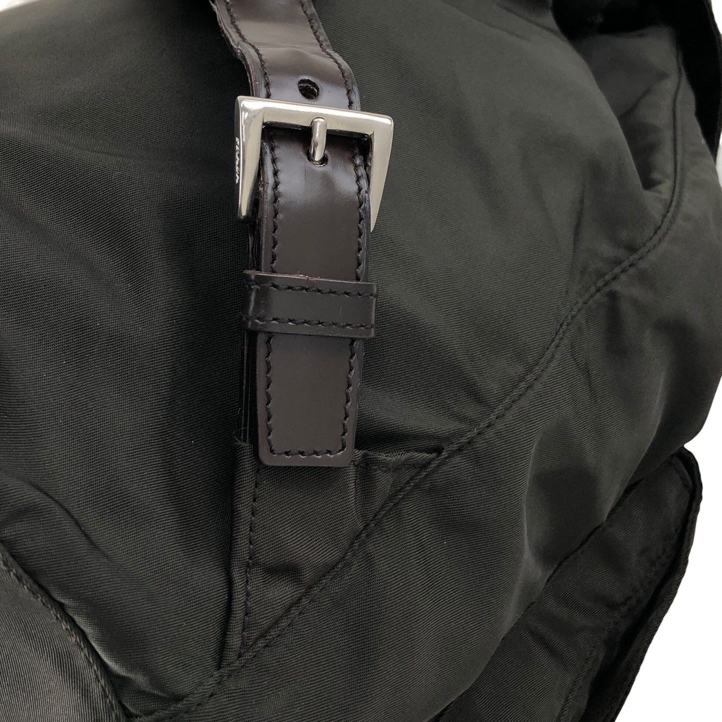 PRADA Tessuto Triangle Logo Double Pocket Backpack Khaki Vintage kyhxt3