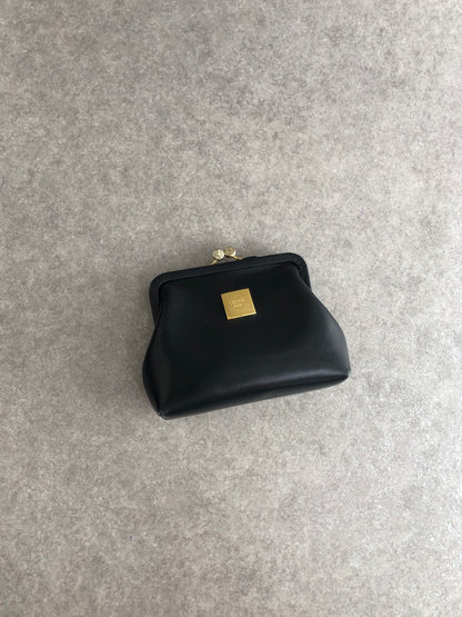 CELINE Logo Metal Clasp Coin Purse Black Vintage z4abfu