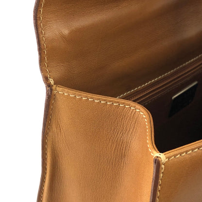 PRADA Metal Closure Leather Handbag Camel Vintage hktpxe
