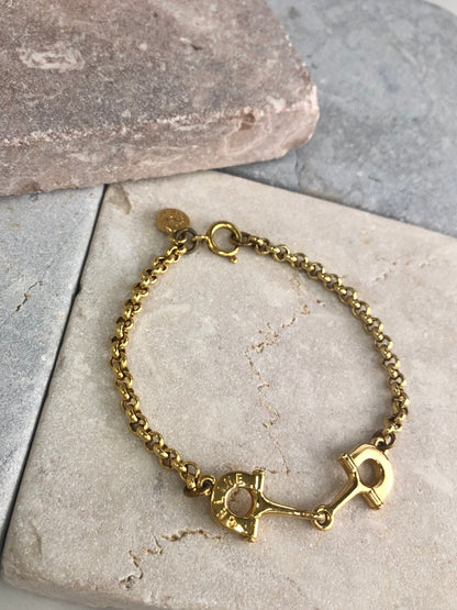 CELINE Horse Bit Bracelet Gold Vintage ycfwbm