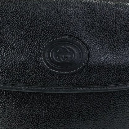 GUCCI Logo Embossed Shoulder bag Black Vintage awhzfg