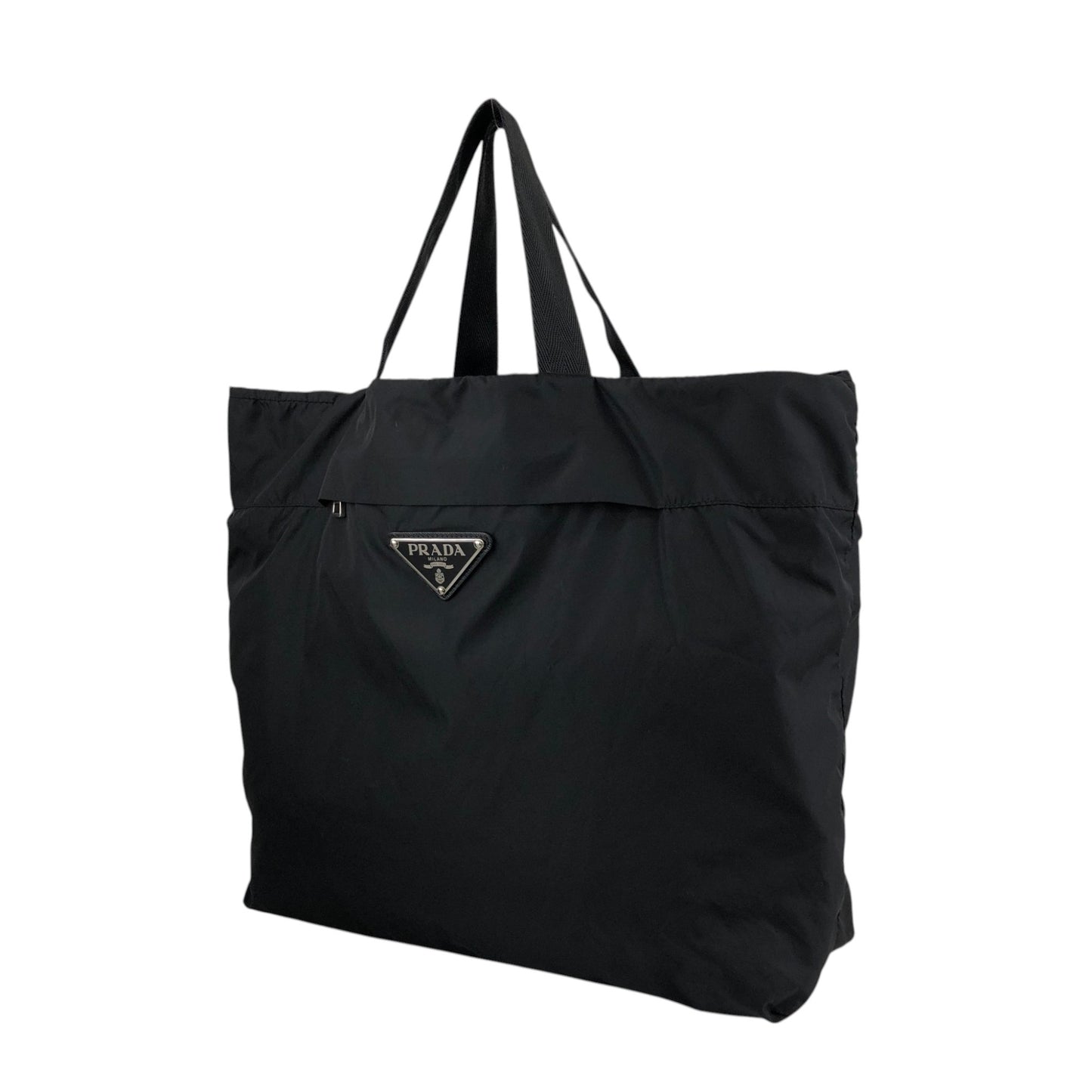 PRADA Tessuto Triangle Logo Handbag Totebag Black Vintage txv6yu