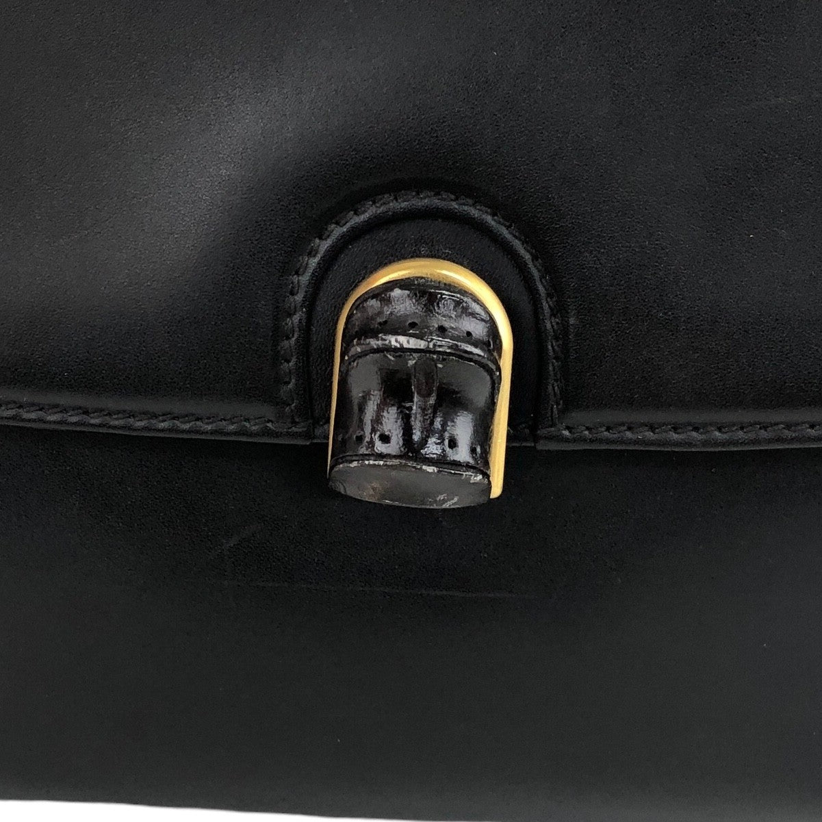 GUCCI Bamboo Turn Lock  Shoulder bag Black Vintage hksc78