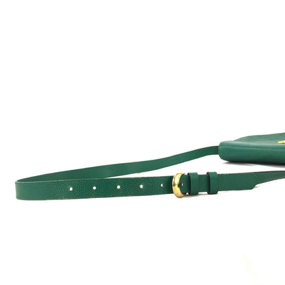 Yves Saint Laurent YSL Embossed Leather Crossbody Round Shoulder bag Green Vintage x7hcn4