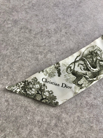Christian Dior Logo Silk Scarf White Vintage tg52bh