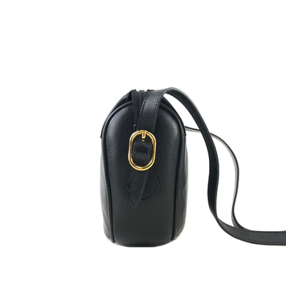 GUCCI Logo Leather Crossbody Shoulder bag Black Vintage ripwn7