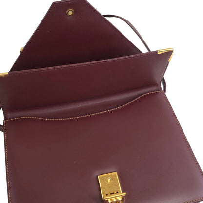 Cartier Double Flap Leather Shoulder bag Bordeaux Vintage z6jn6d