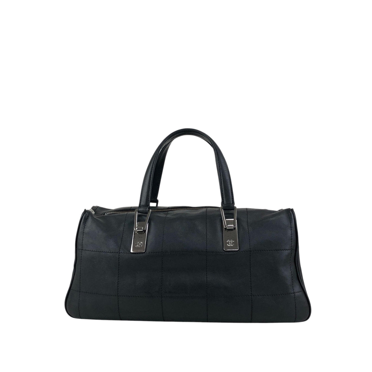 CHANEL Chocolate Bar Handbag Boston bag Black Vintage 6yfva8