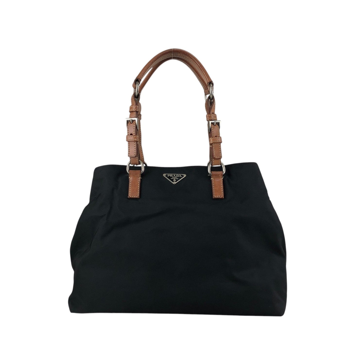 PRADA Triangle Logo Handbag Black Vintage 3gbhv8