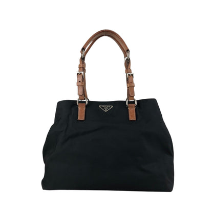 PRADA Triangle Logo Handbag Black Vintage 3gbhv8