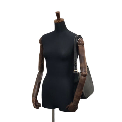 BURBERRY Logo Shoulder bag Hobobag Black Vintage xfbinh