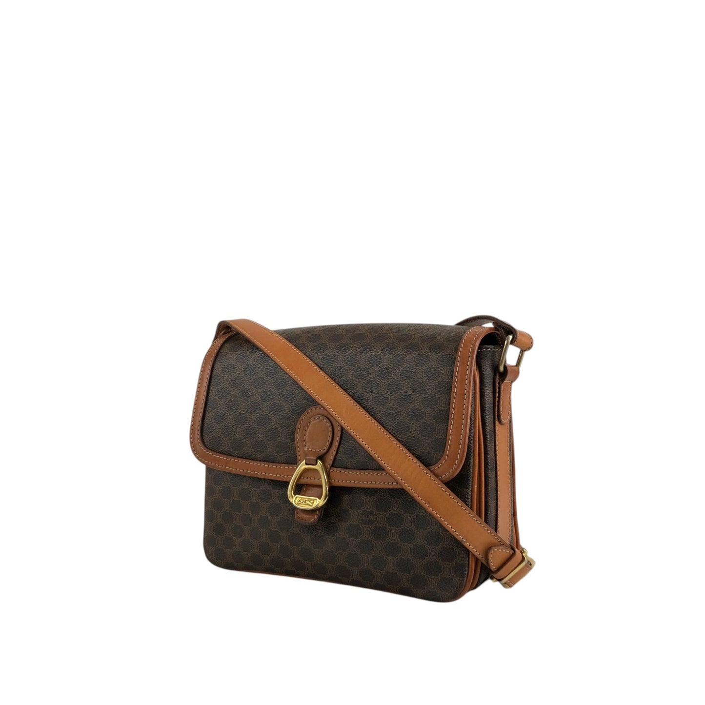 CELINE Macadam Horse Bit Shoulder bag Brown Vintage mcvths