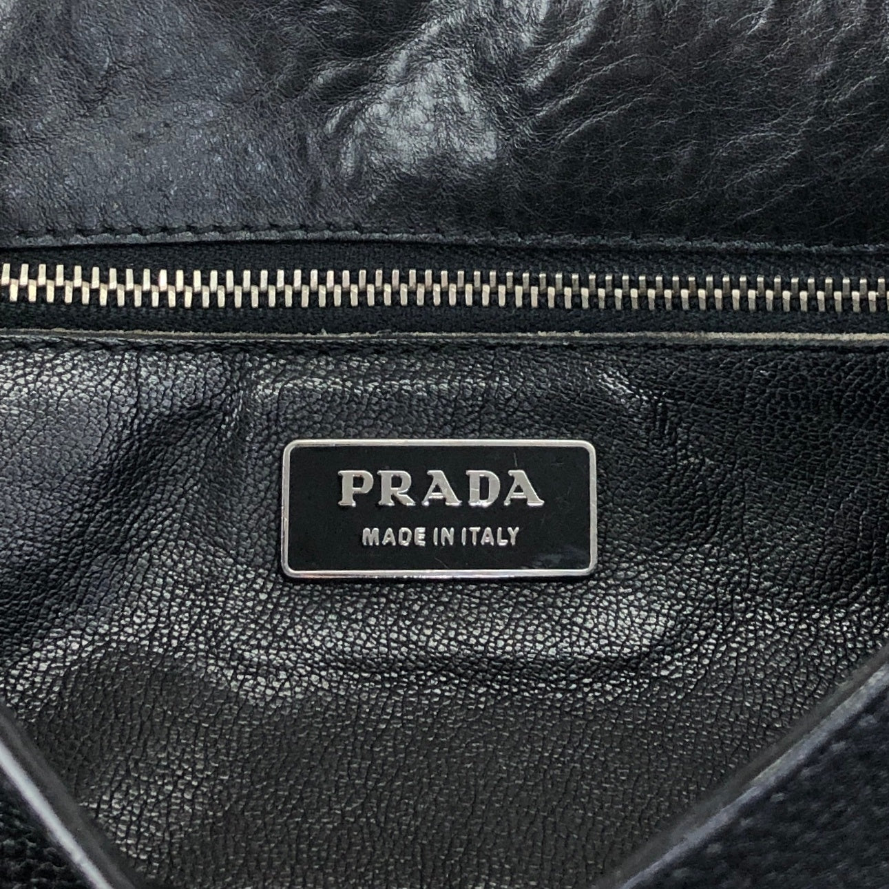 PRADA Logo Front Buckle Shoulder bag Hobobag Black Vintage m5w8bc