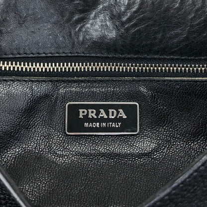 PRADA Logo Front Buckle Shoulder bag Hobobag Black Vintage m5w8bc