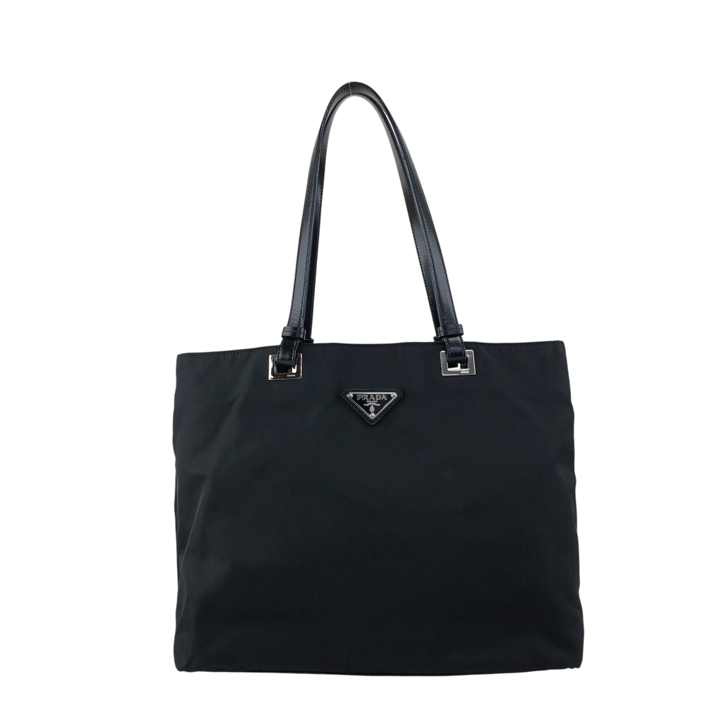 PRADA Tessuto Triangle Logo Totebag Handbag Black Vintage ifsugc
