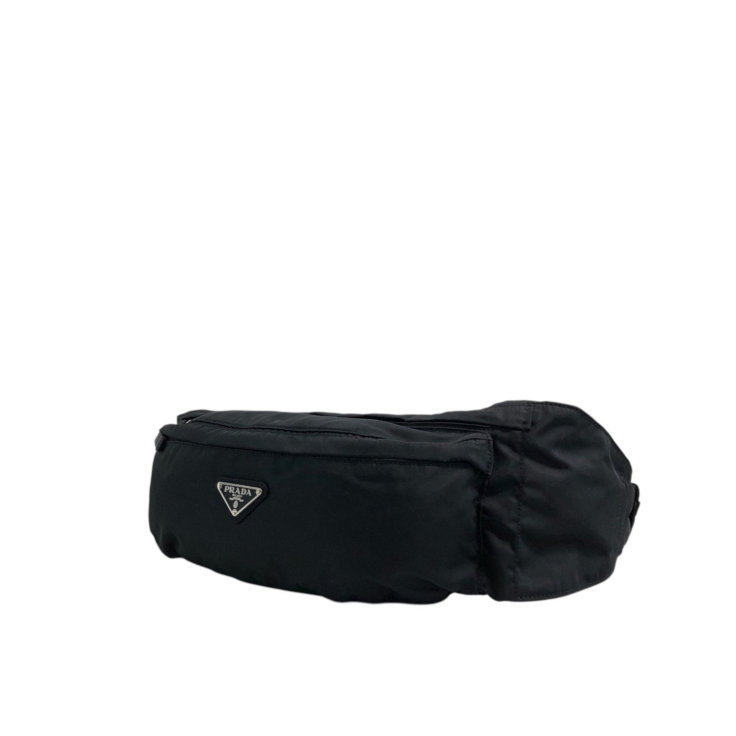 PRADA Tessuto Triangle Logo Sling bag Black Vintage zrmm8e
