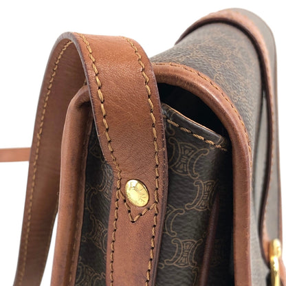 CELINE Macadam Front Buckle Shoulder bag Brown Vintage c7tgex