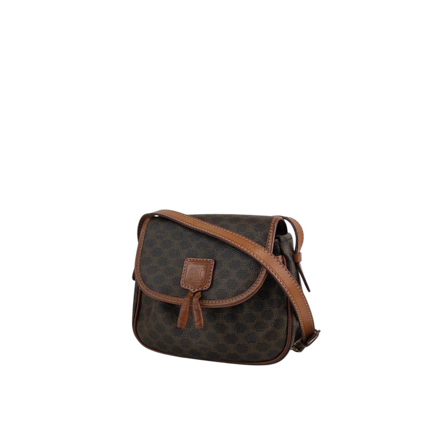 CELINE Macadam Blason Tassel Shoulder bag Brown Vintage hkgap3