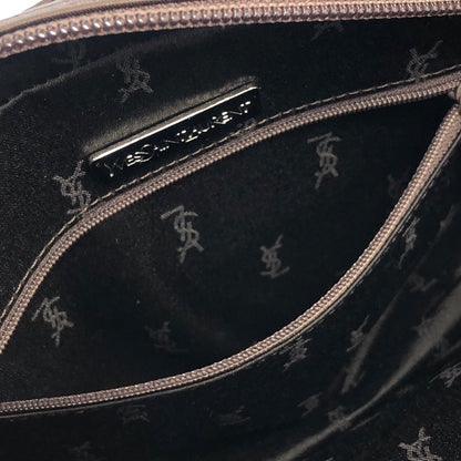 Yves Saint Laurent YSL Logo  Nylon Canvas Handbag Brown Vintage c3wsra