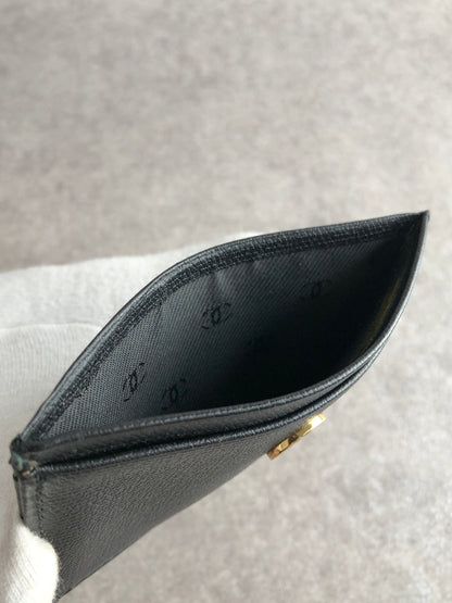 CHANEL Coco Mark Card holder Black Vintage 2wbjut
