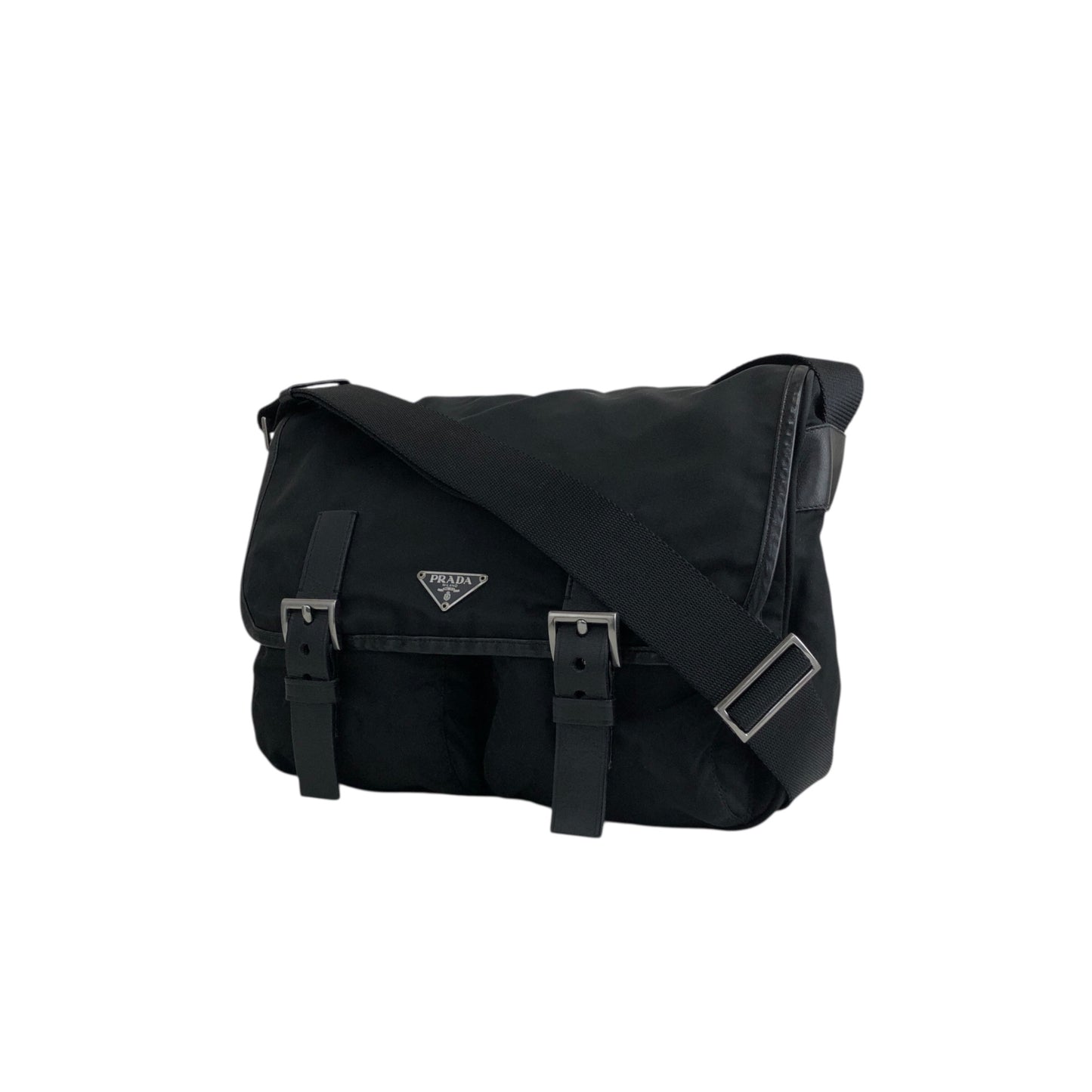 PRADA Triangle Logo Shoulder bag Black Vintage s5jtyw