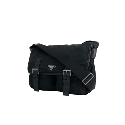 PRADA Triangle Logo Shoulder bag Black Vintage s5jtyw