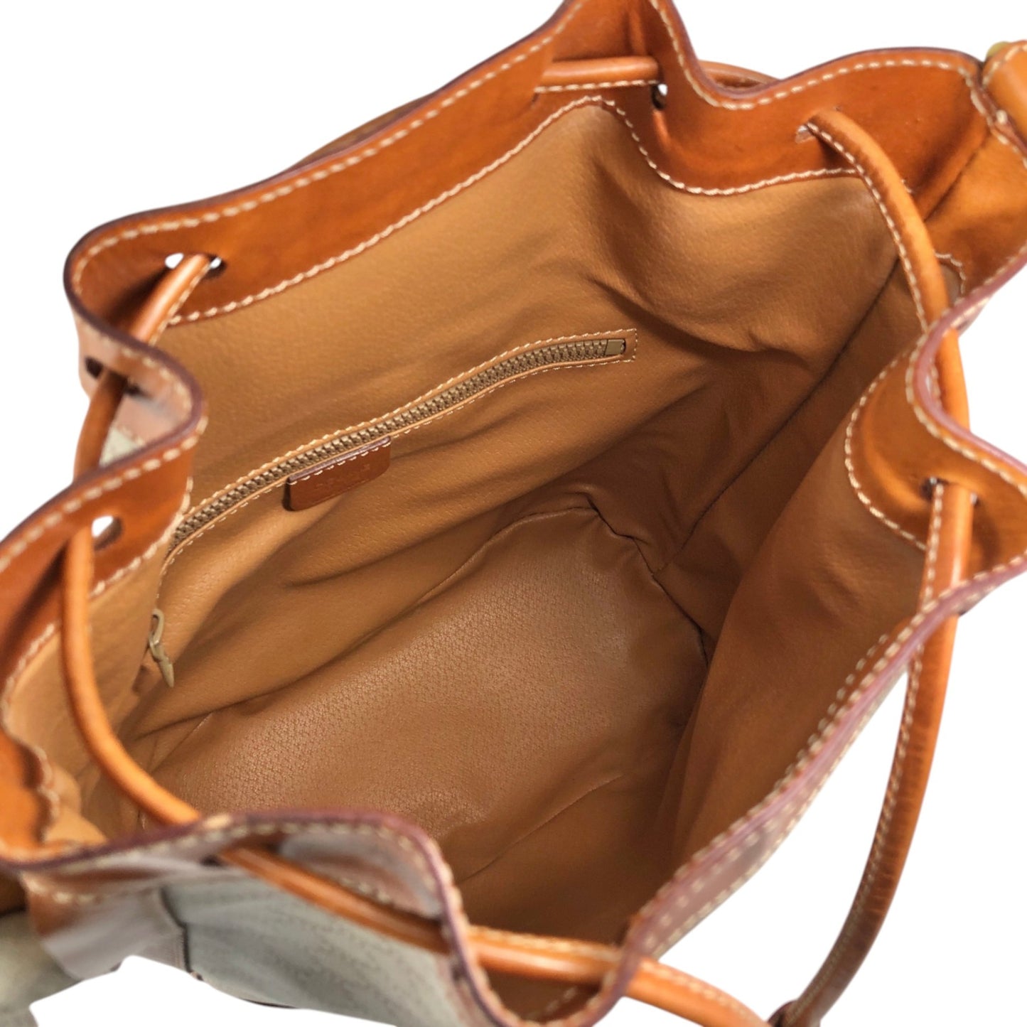 CELINE Macadam Blason Drawstring Shoulder bag Beige Vintage xyjee7