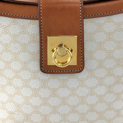 CELINE Macadam Gancini Shoulder bag White×Brown Vintage gt3h8m
