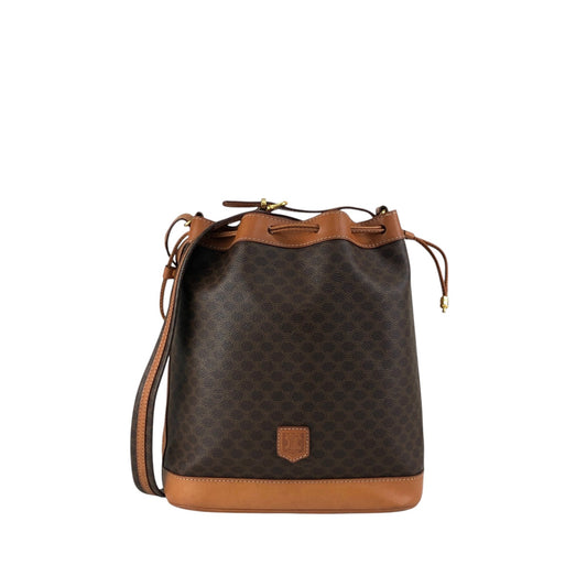 CELINE Macadam Blason Drawstring Shoulder bag Brown Vintage 6tzfb8