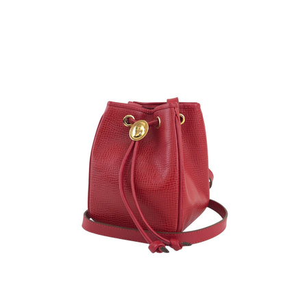 Christian Dior CD Logo Drawstring Shoulder bag Red Vintage puyi2b