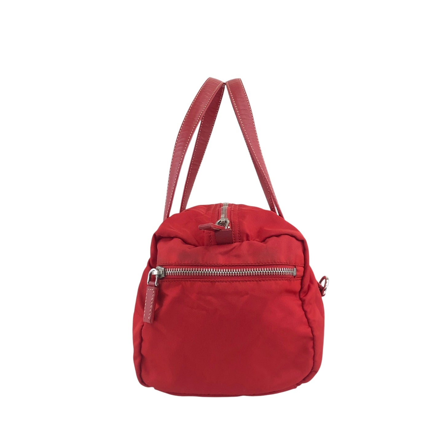 PRADA Triangle Logo Small Boston bag Handbag Red Vintage dkzdci