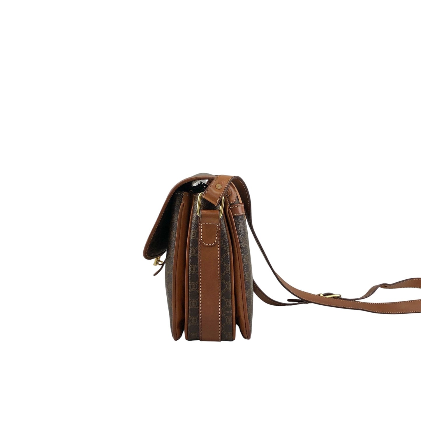 CELINE Macadam Horseshoe Shoulder bag Brown Vintage pep636