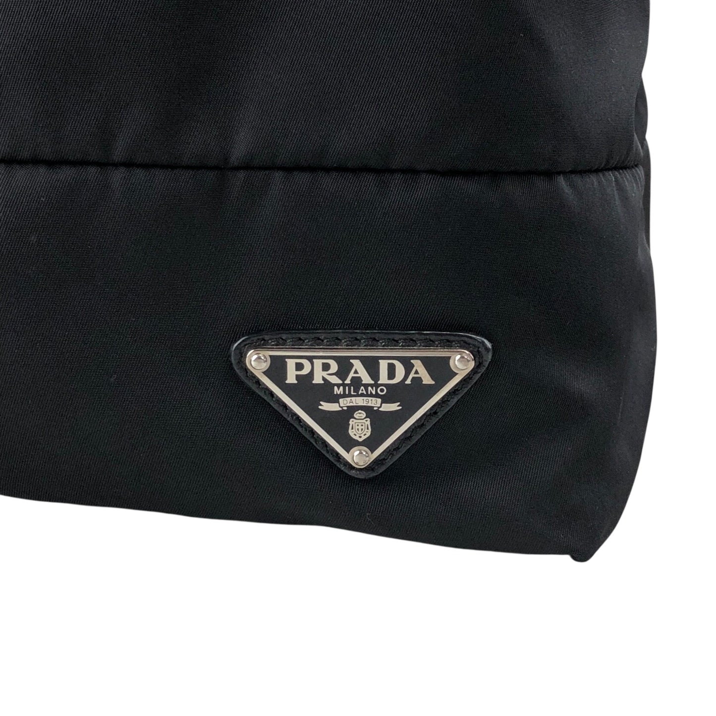 PRADA Tessuto Triangle Logo Two-way Handbag Shoulder bag Black Vintage 4s54ei