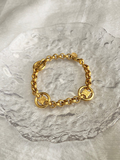 CELINE Blason Bracelet Gold Vintage fhi8d4