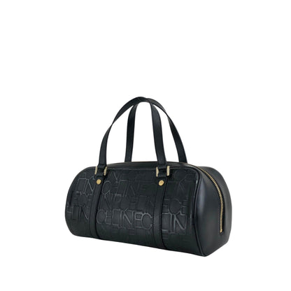 CELINE Logo Embossed Handbag Black Vintage 2jj6ge