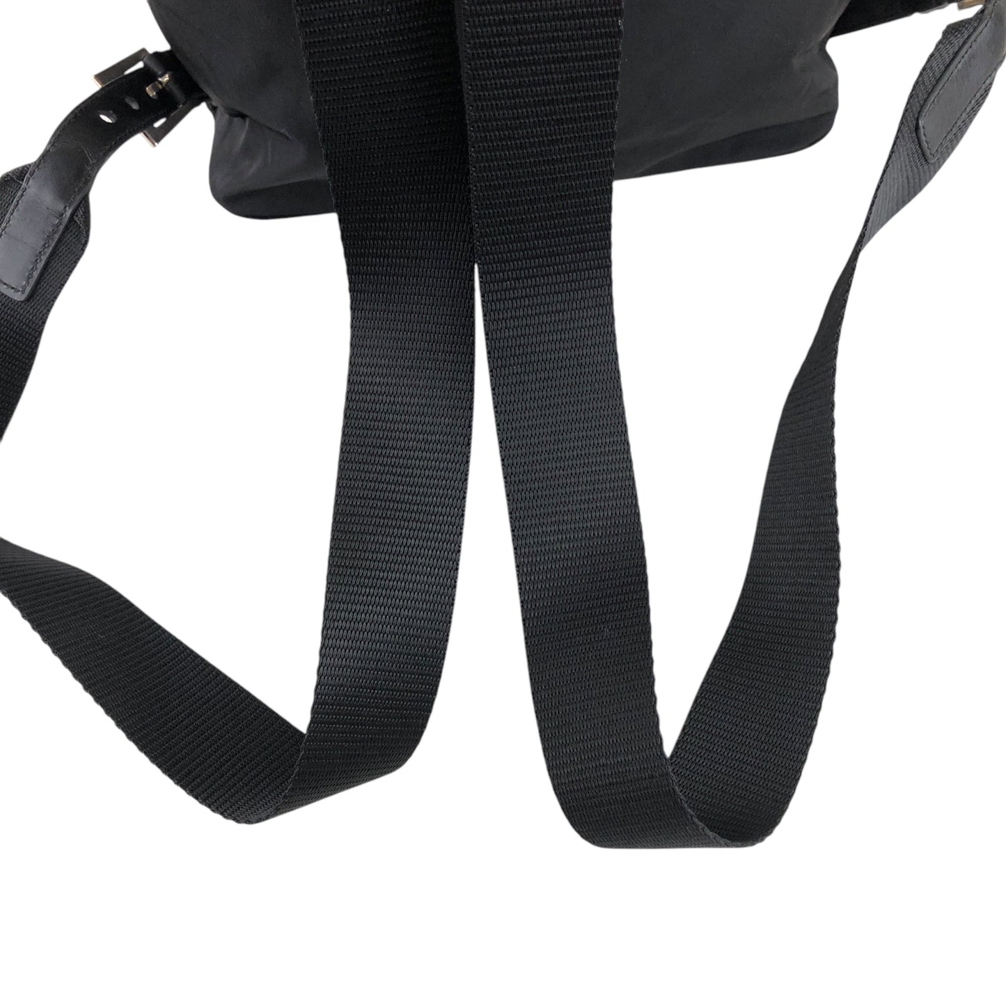 PRADA Triangle Logo Double Pocket Backpack Black Vintage ipfw4s