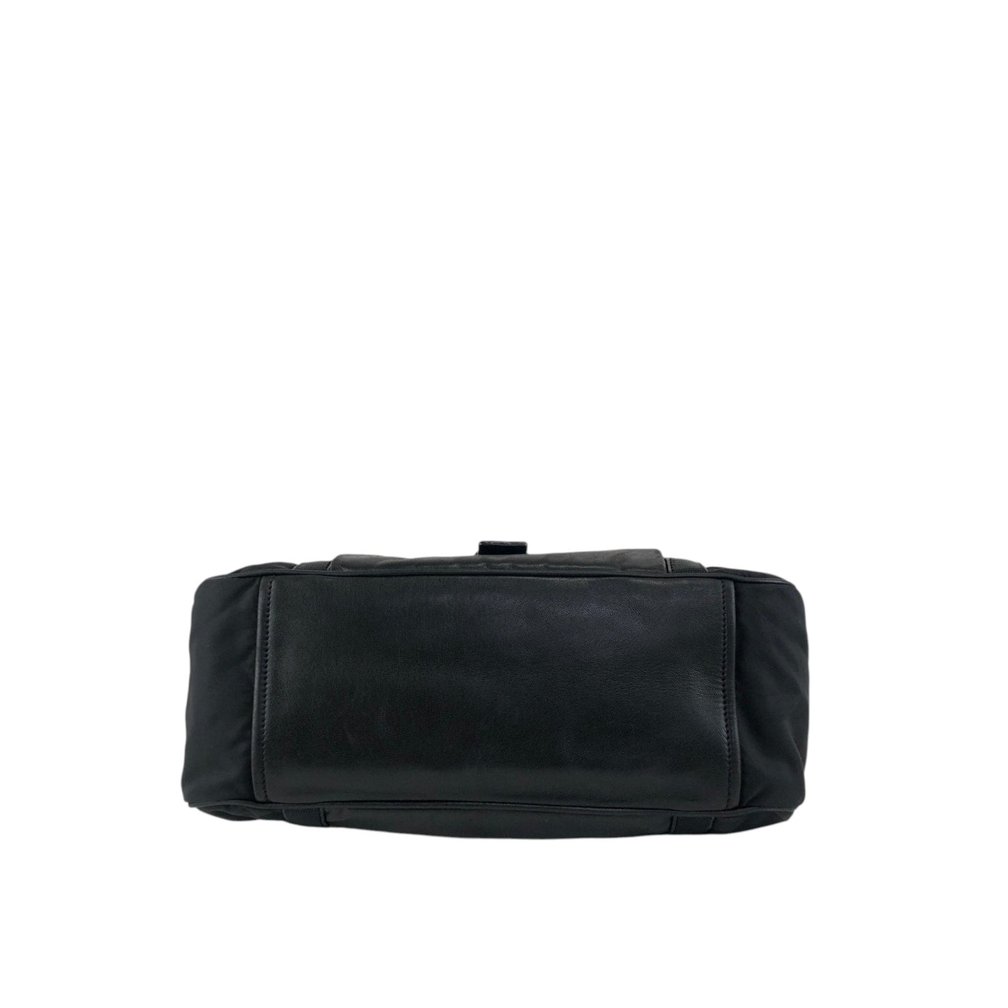 PRADA Triangle Logo Front Buckle Shoulder bag Hobobag Black Vintage kmr53p
