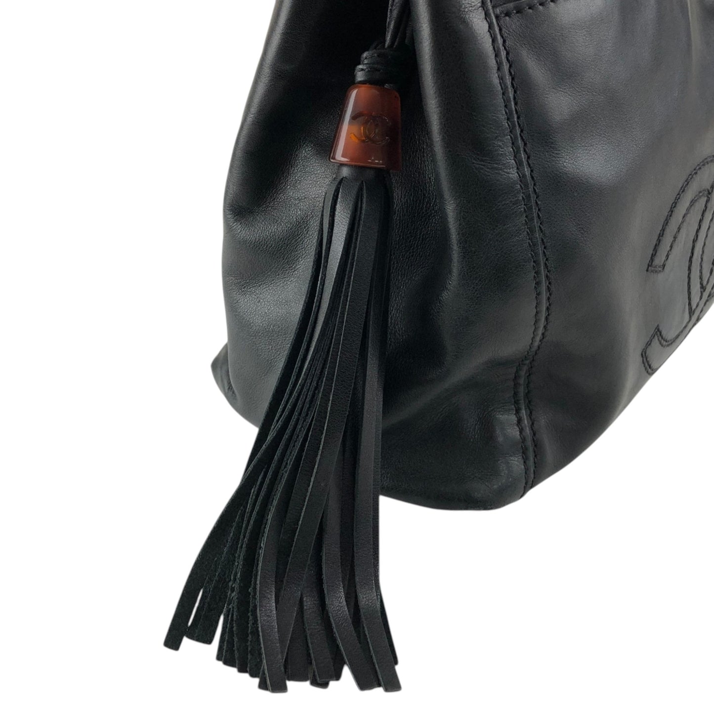 CHANEL Coco Mark Tassel Shoulder bag Black Vintage 5swwjx