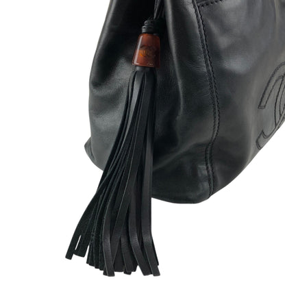 CHANEL Coco Mark Tassel Shoulder bag Black Vintage 5swwjx