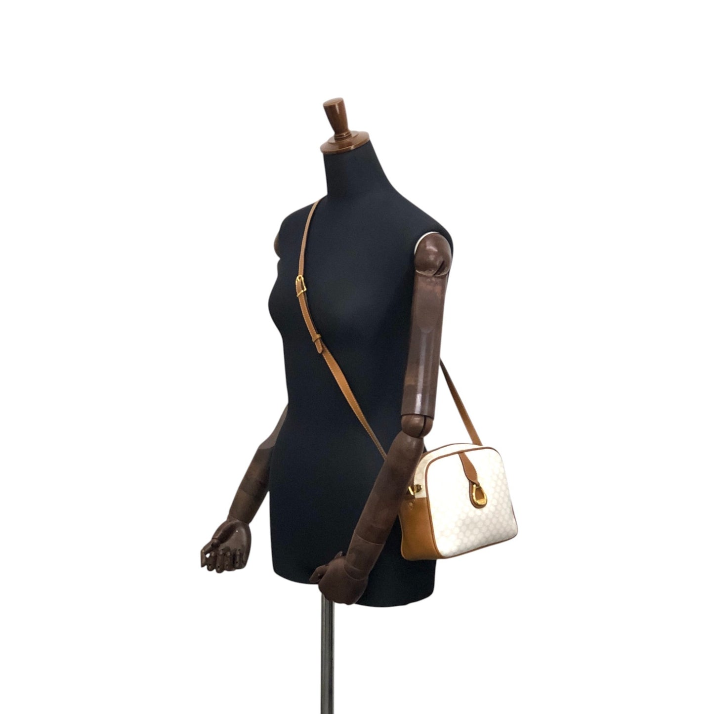 CELINE Macadam Horse Bit Shoulder bag White Vintage wbvsb7
