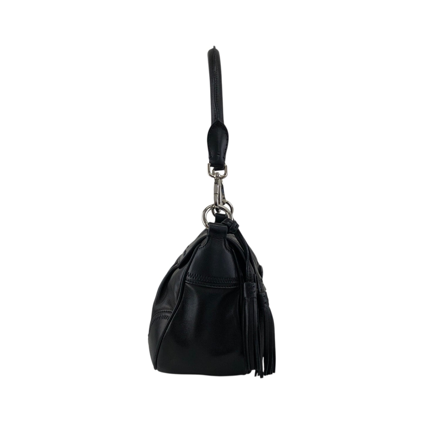 PRADA Front Buckle Handbag Black Vintage 5dmfc4