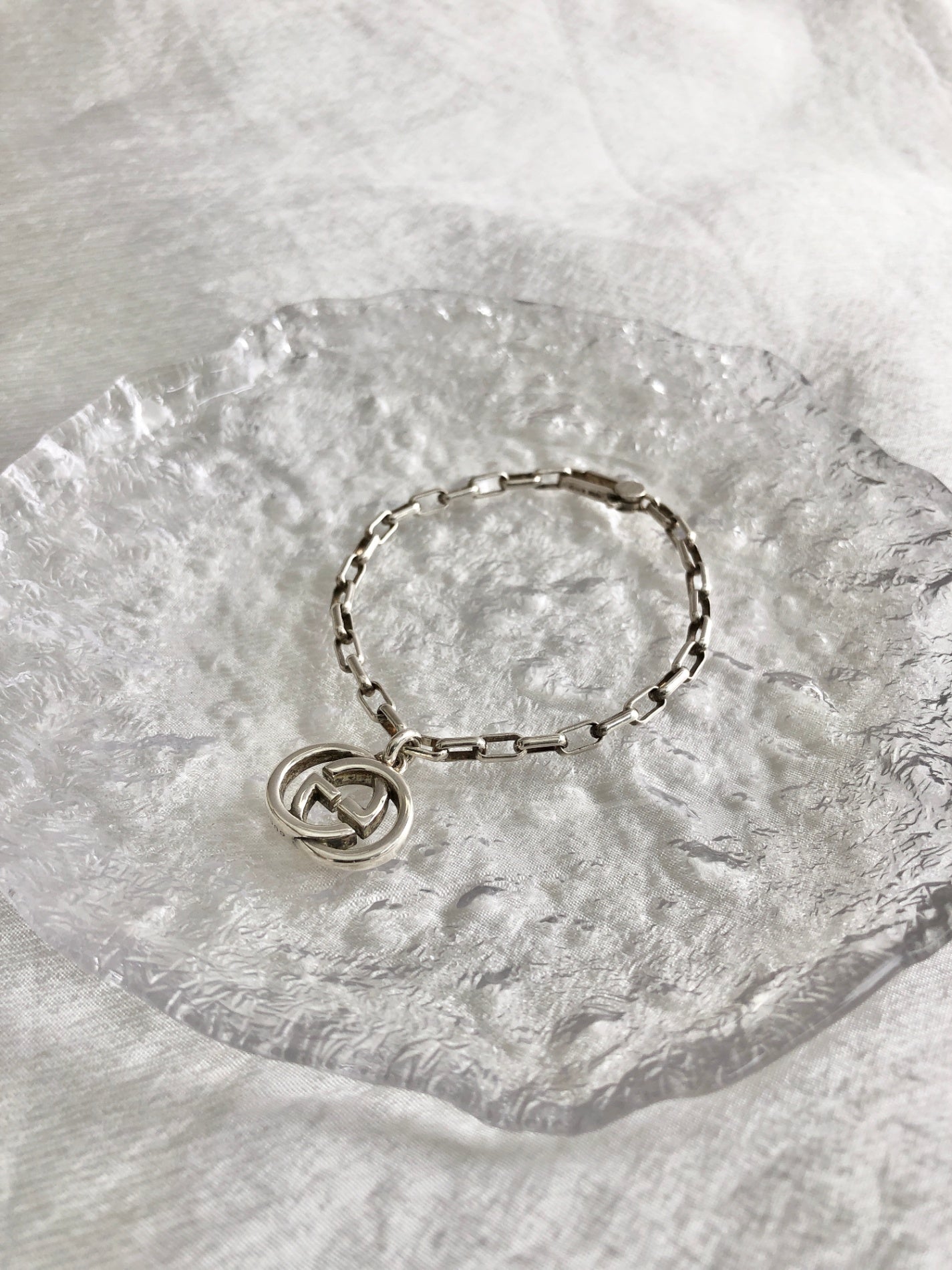 GUCCI Interlocking Bracelet Silver SILVER925 Vintage mviic5
