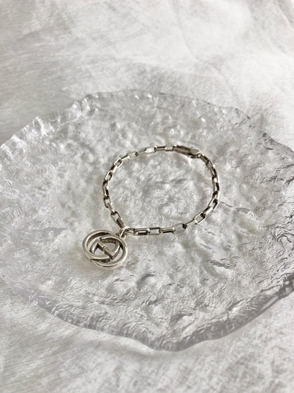 GUCCI Interlocking Bracelet Silver SILVER925 Vintage mviic5