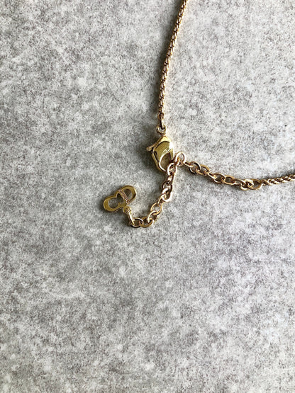 Christian Dior Emblem Motif Necklace Gold Vintage abmgwk
