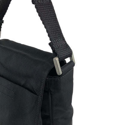 PRADA Tessuto Triangle Logo Front Buckle Small Shoulder bag Black Vintage efbuwg