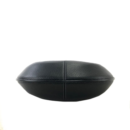 LOEWE Logo Motif Embossed Leather Two-way Handbag Shoulder bag Round bag Black Vintage t7gdhx