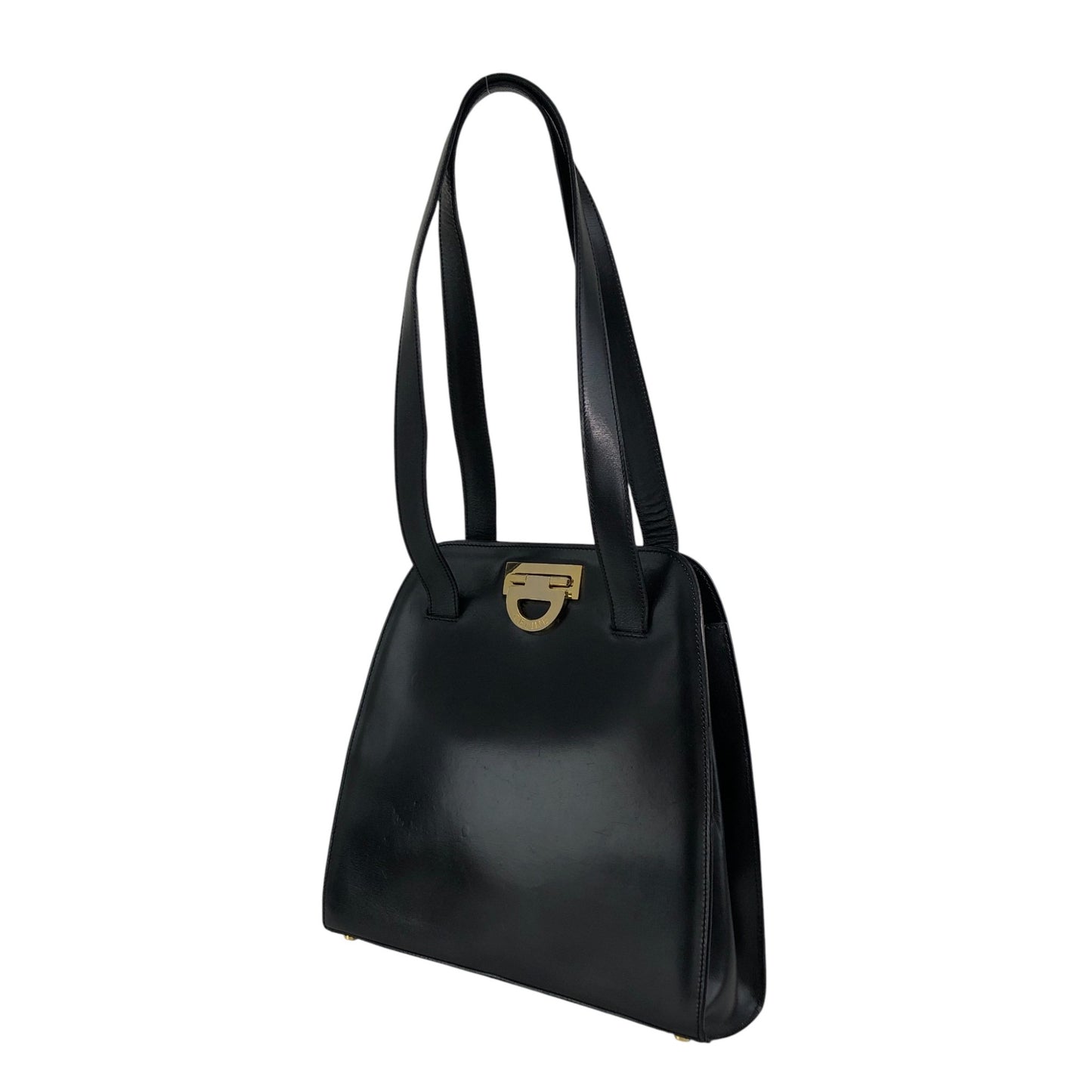 CELINE Gancini Handbag Black Vintage skvha5