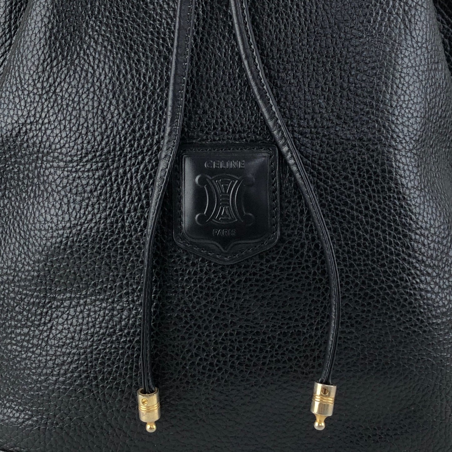 CELINE Blason Drawstring Shoulder bag Black Vintage 6uw6d7