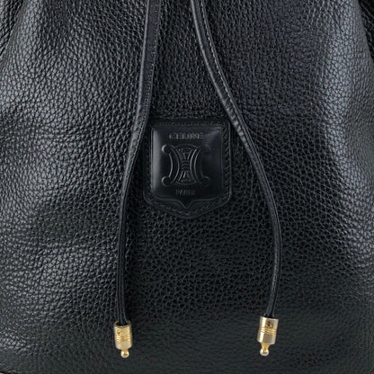 CELINE Blason Drawstring Shoulder bag Black Vintage 6uw6d7